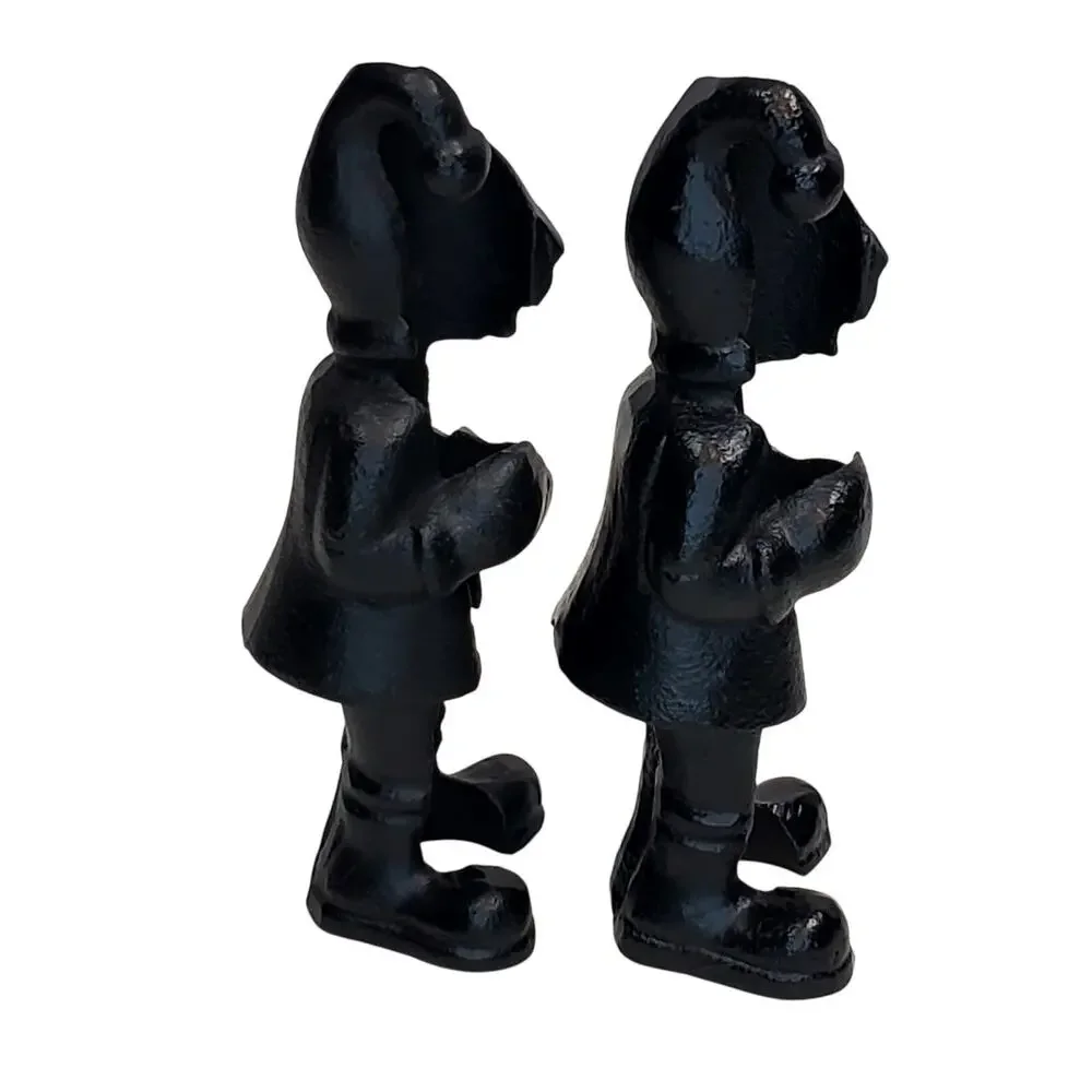 Elf Cast Iron Taper Candle Holders Crate and Barrel 5.5
